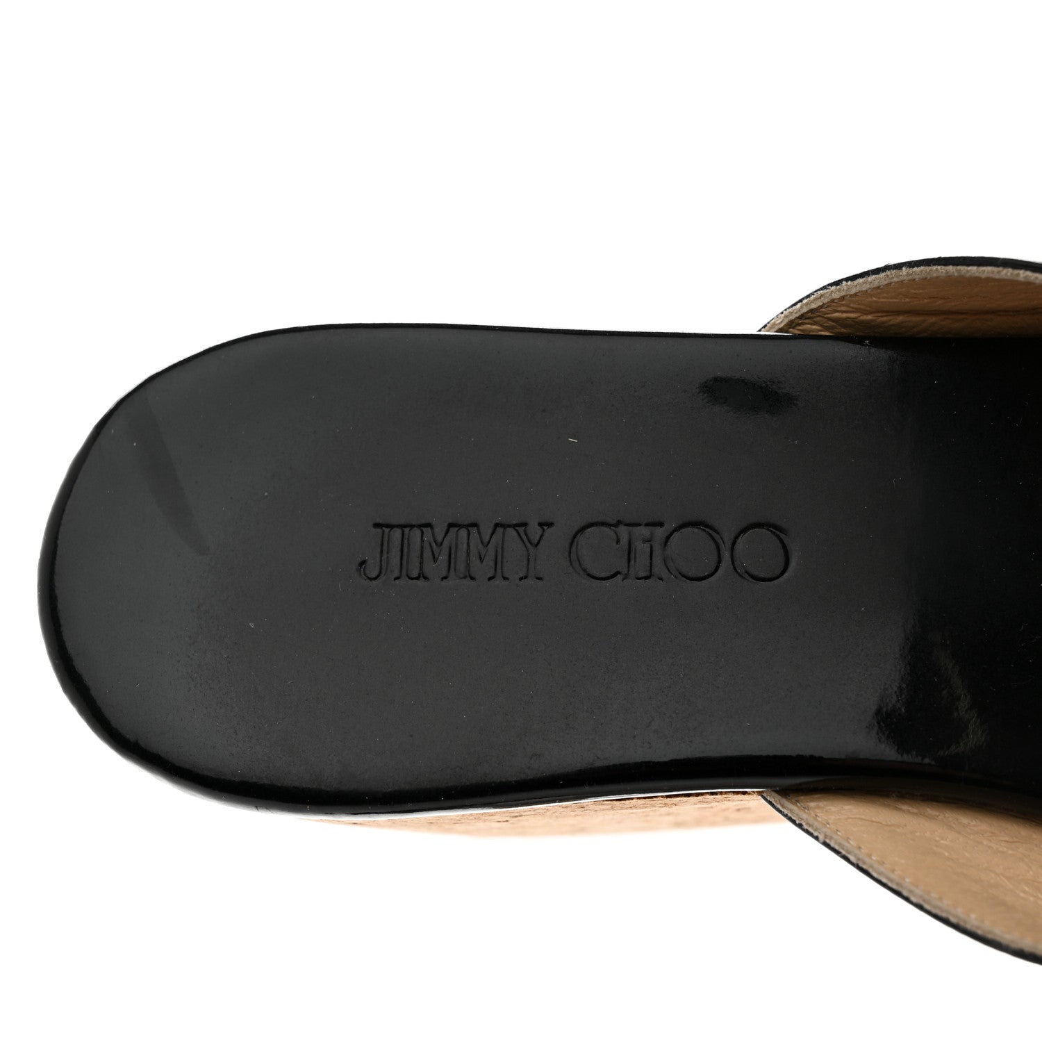 Jimmy Choo Patent Thong Platform Wedge Slide Sandals 37.5 Black 6 of 9