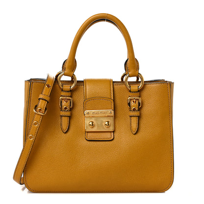 Miu Miu Goatskin Madras Shopping Tote Soleil 1 of 10