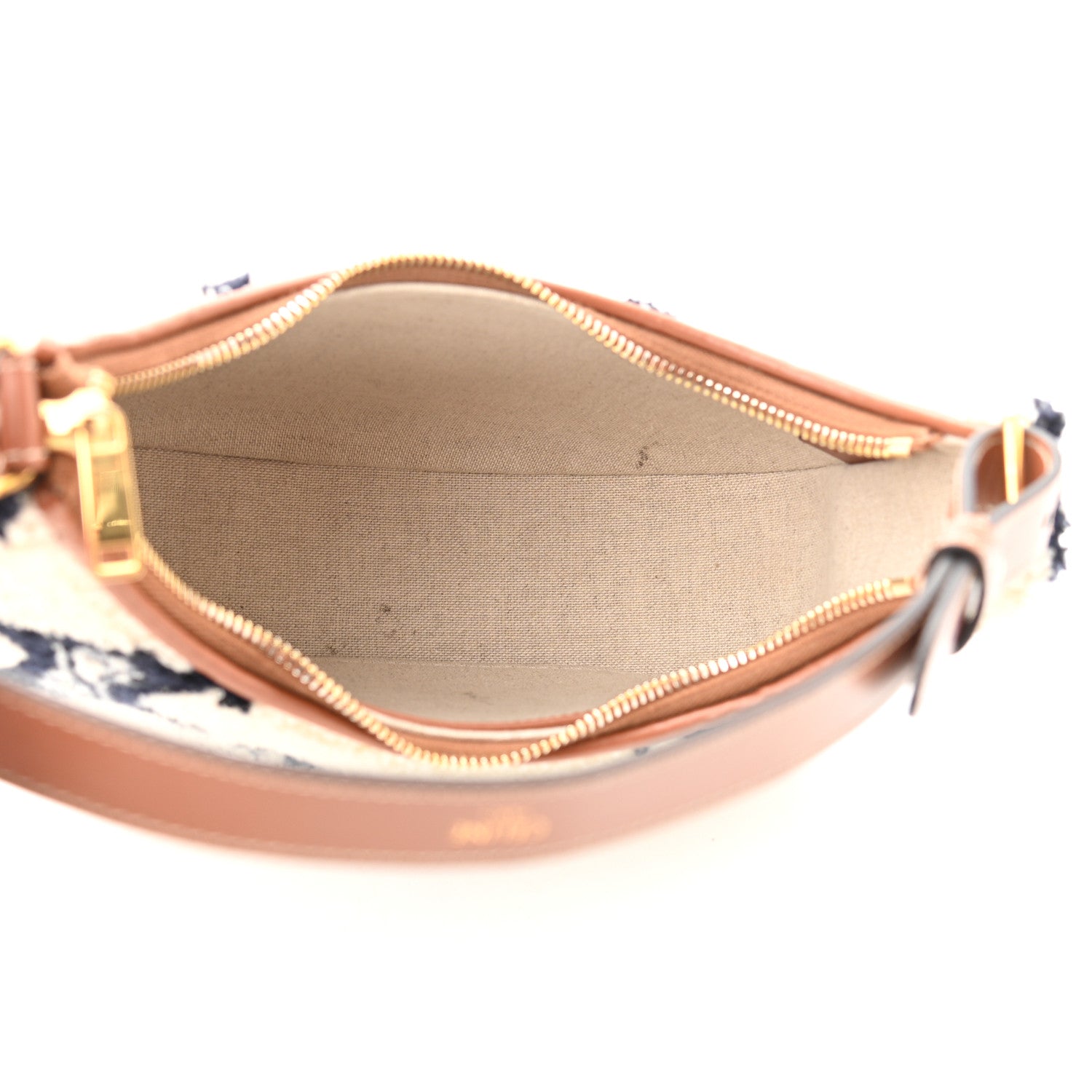 Celine Bouclette Embroidered Ava Triomphe Shoulder Bag Navy Tan 5 of 11