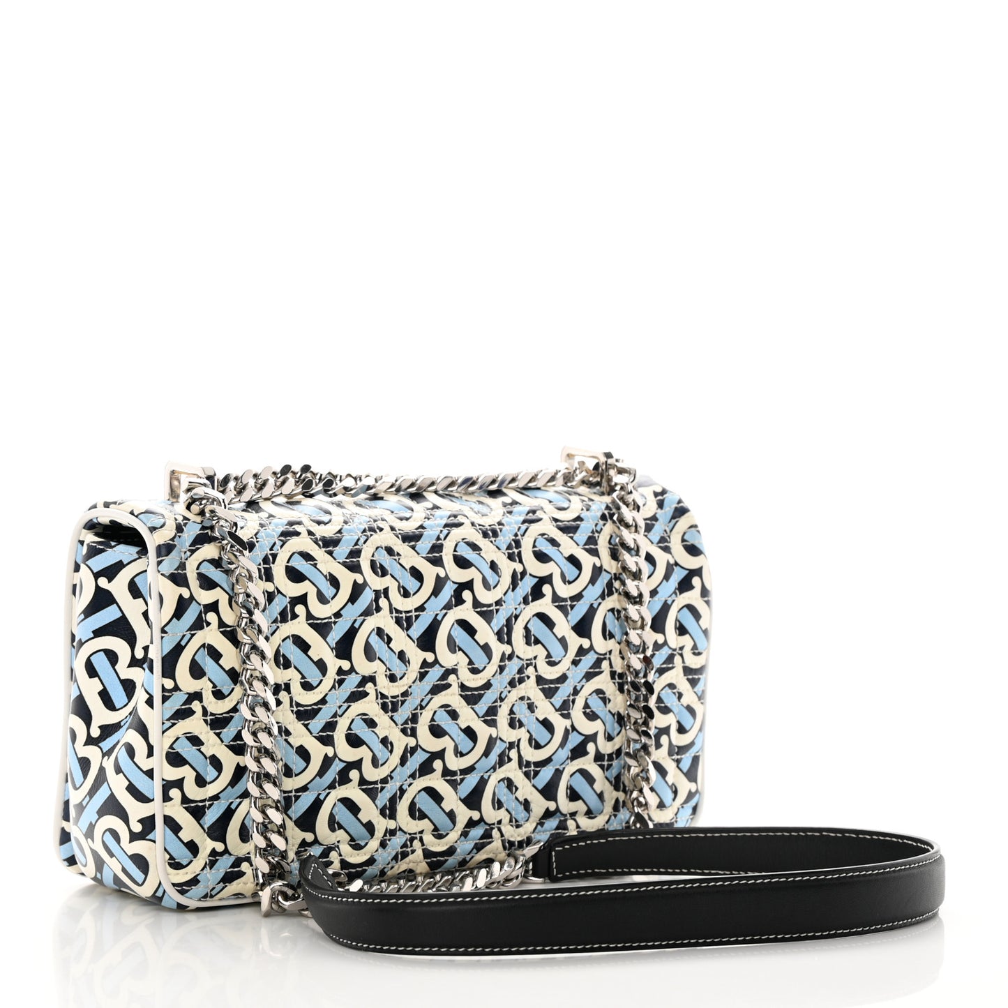 Lambskin Quilted Monogram TB Print Small Lola Bag Cobalt Black