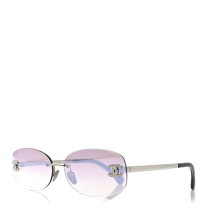 Chanel Metal Mirrored Crystal CC Oval Sunglasses 71559 Pink 1 of 7