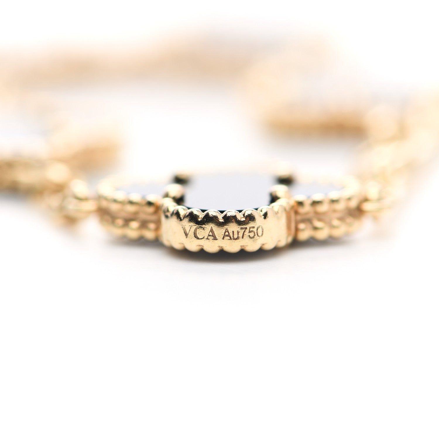 Van Cleef & Arpels 18K Yellow Gold Black Onyx 5 Motifs Vintage Alhambra Bracelet 5 of 5