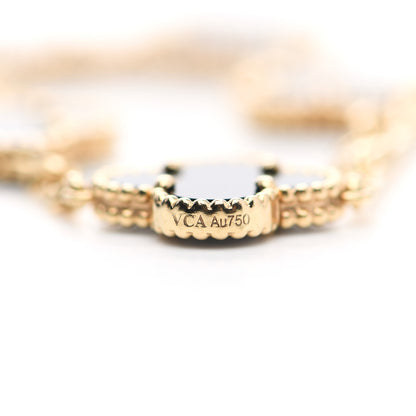 Van Cleef & Arpels 18K Yellow Gold Black Onyx 5 Motifs Vintage Alhambra Bracelet 5 of 5