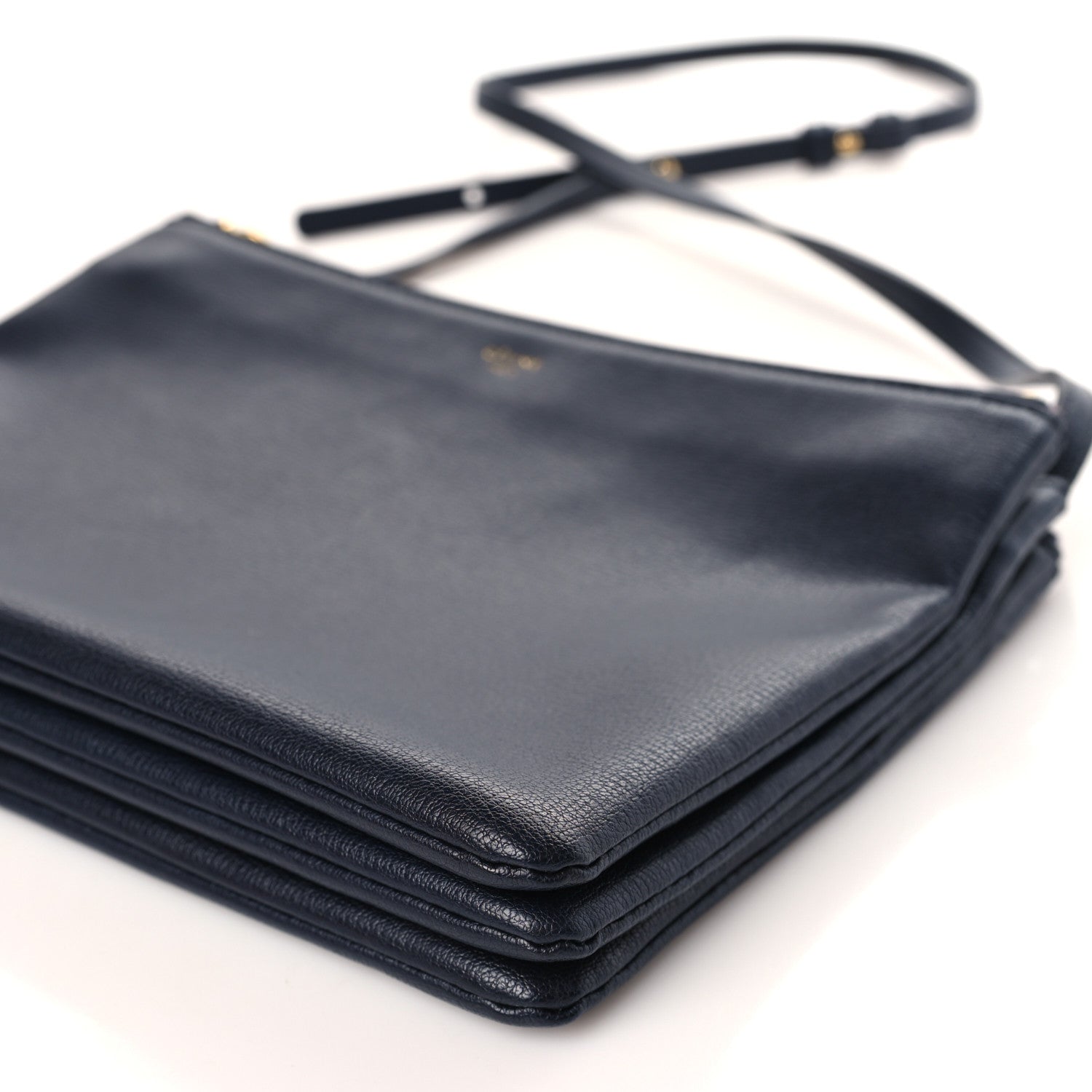 Celine Lambskin Large Trio Crossbody Bag Navy Blue 10 of 10