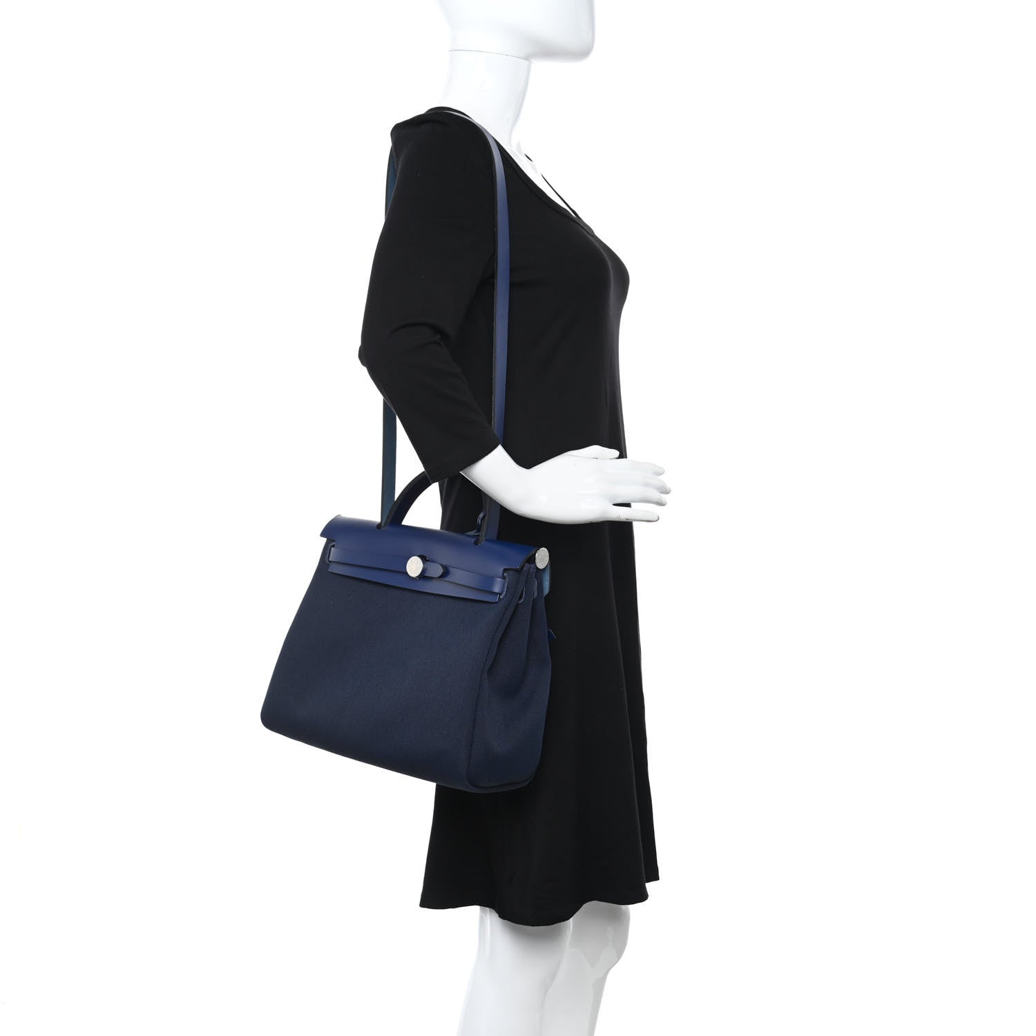 Hermes Military Toile Vache Hunter Herbag Zip 31 PM Bleu Marine Bleu Saphir 2 of 9