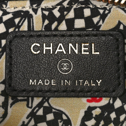 Chanel Caviar Metal Quilted Striated Zip Card Holder Wallet Black 6 of 10