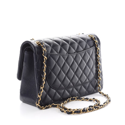 Chanel Caviar Quilted Jumbo Double Flap Navy Blue 2 of 8