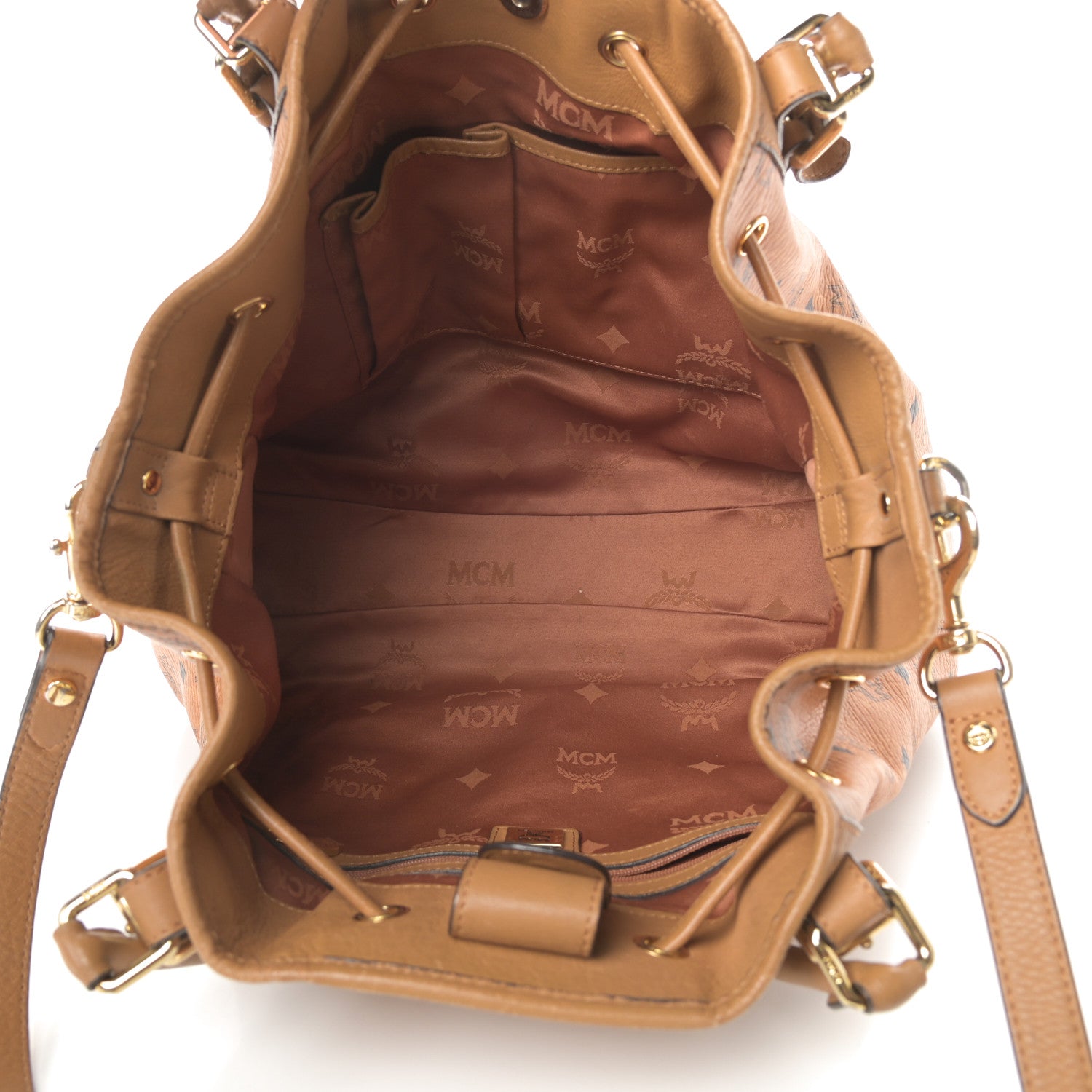 MCM Visetos Medium Drawstring Shopper Cognac 5 of 19