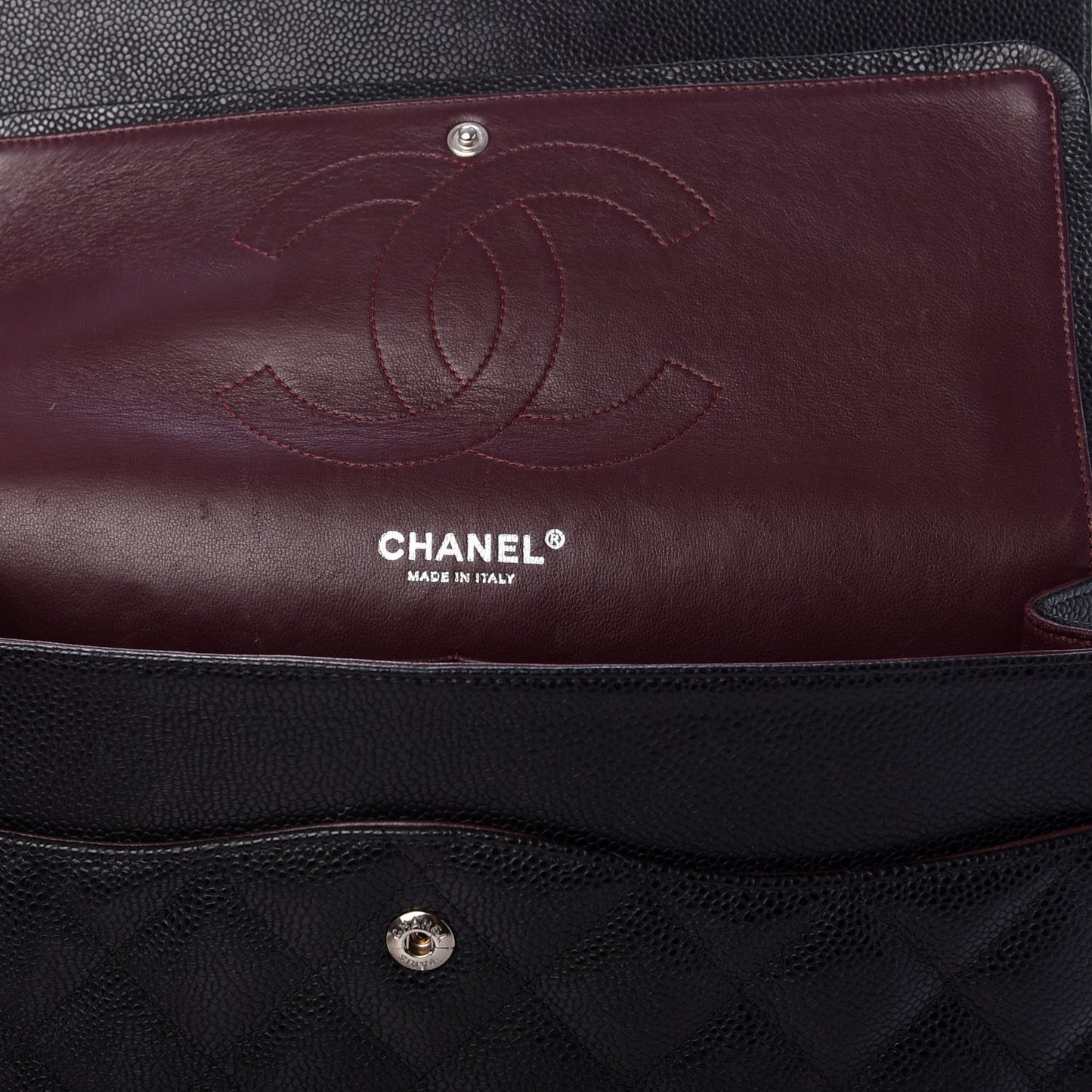 Caviar Quilted Jumbo Double Flap Black