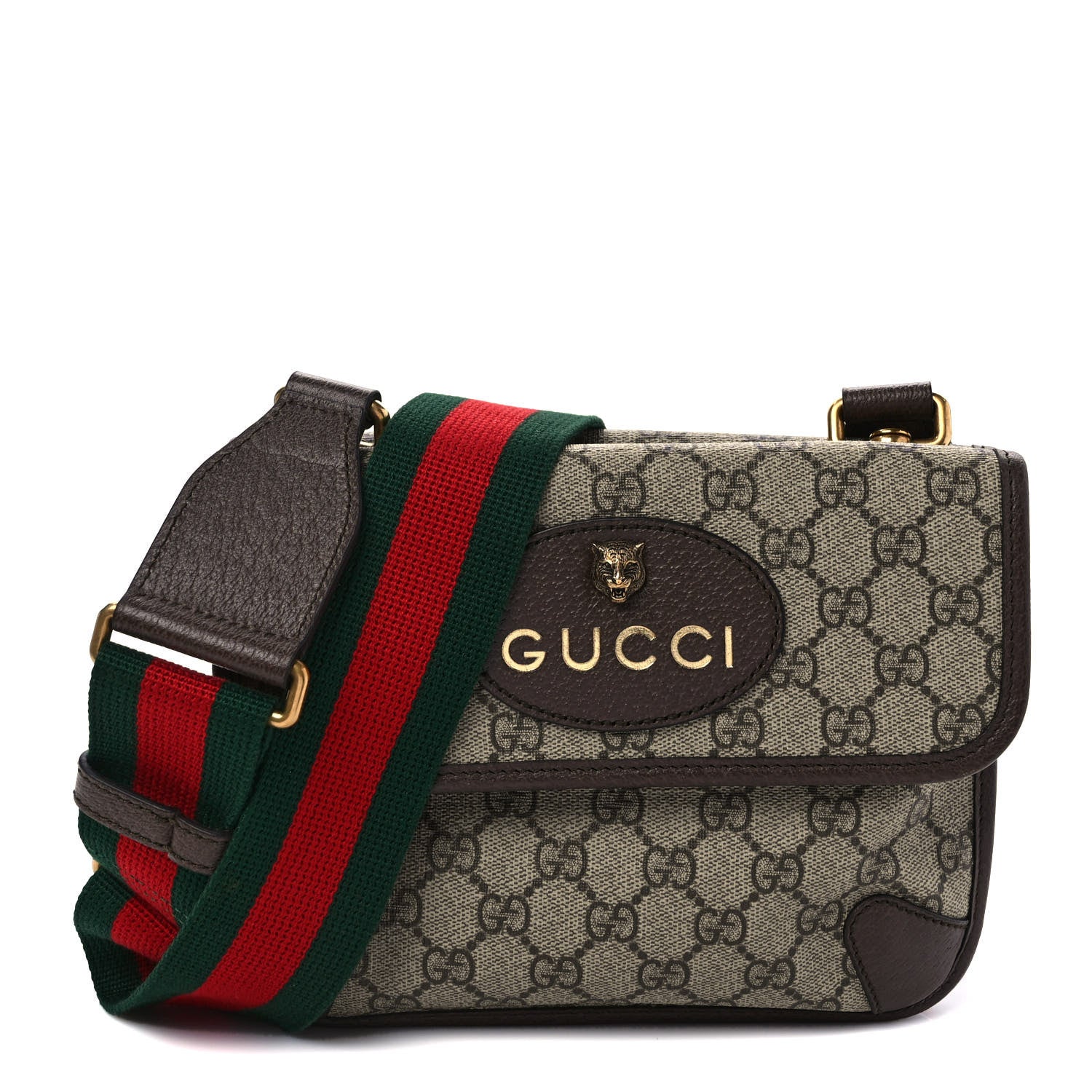 Gucci GG Supreme Monogram Web Small Neo Vintage Double Flap Messenger Bag Beige New Acero 1 of 10