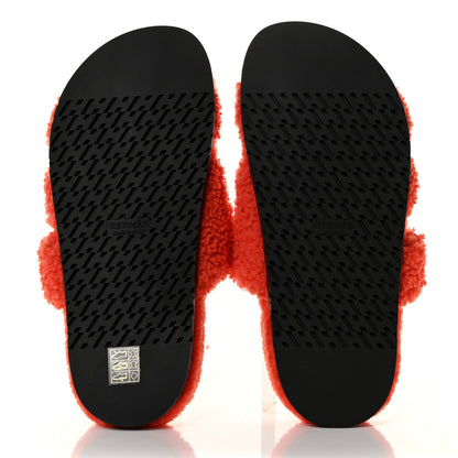 Hermes Woolskin Womens Chypre Sandals 38 Orange 5 of 8