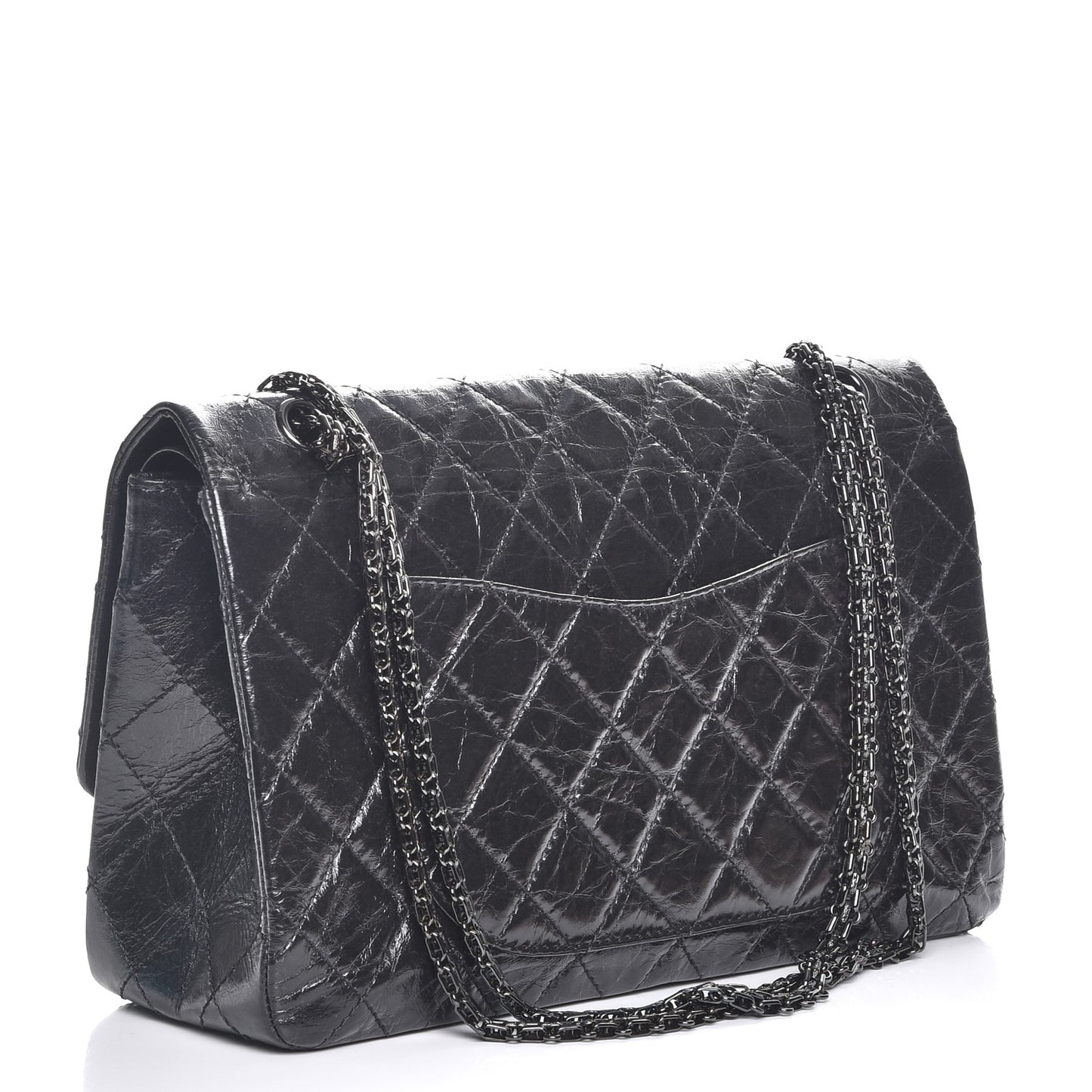 Shiny Aged Calfskin Quilted 2.55 Reissue 227 Flap So Black