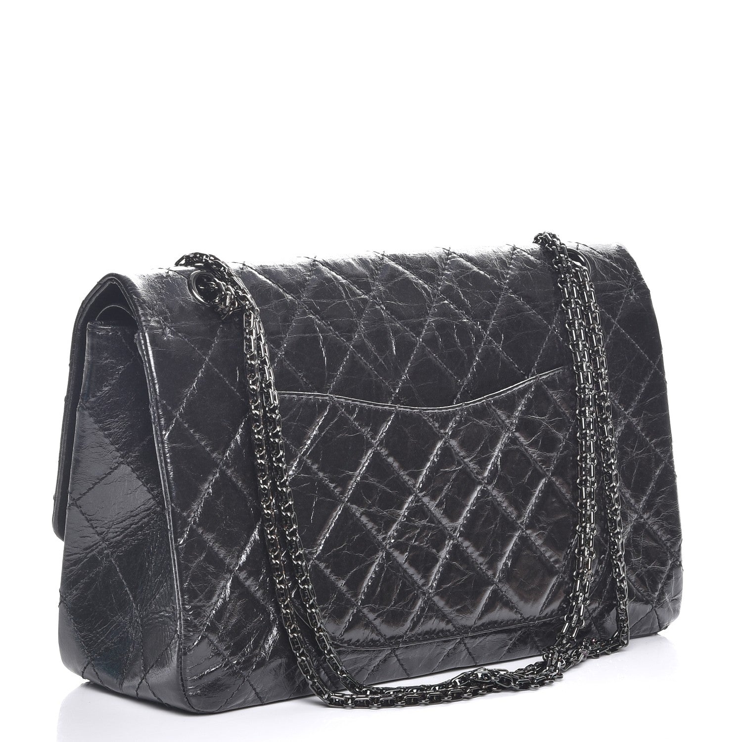 Chanel Shiny Aged Calfskin Quilted 2.55 Reissue 227 Flap So Black 4 of 8