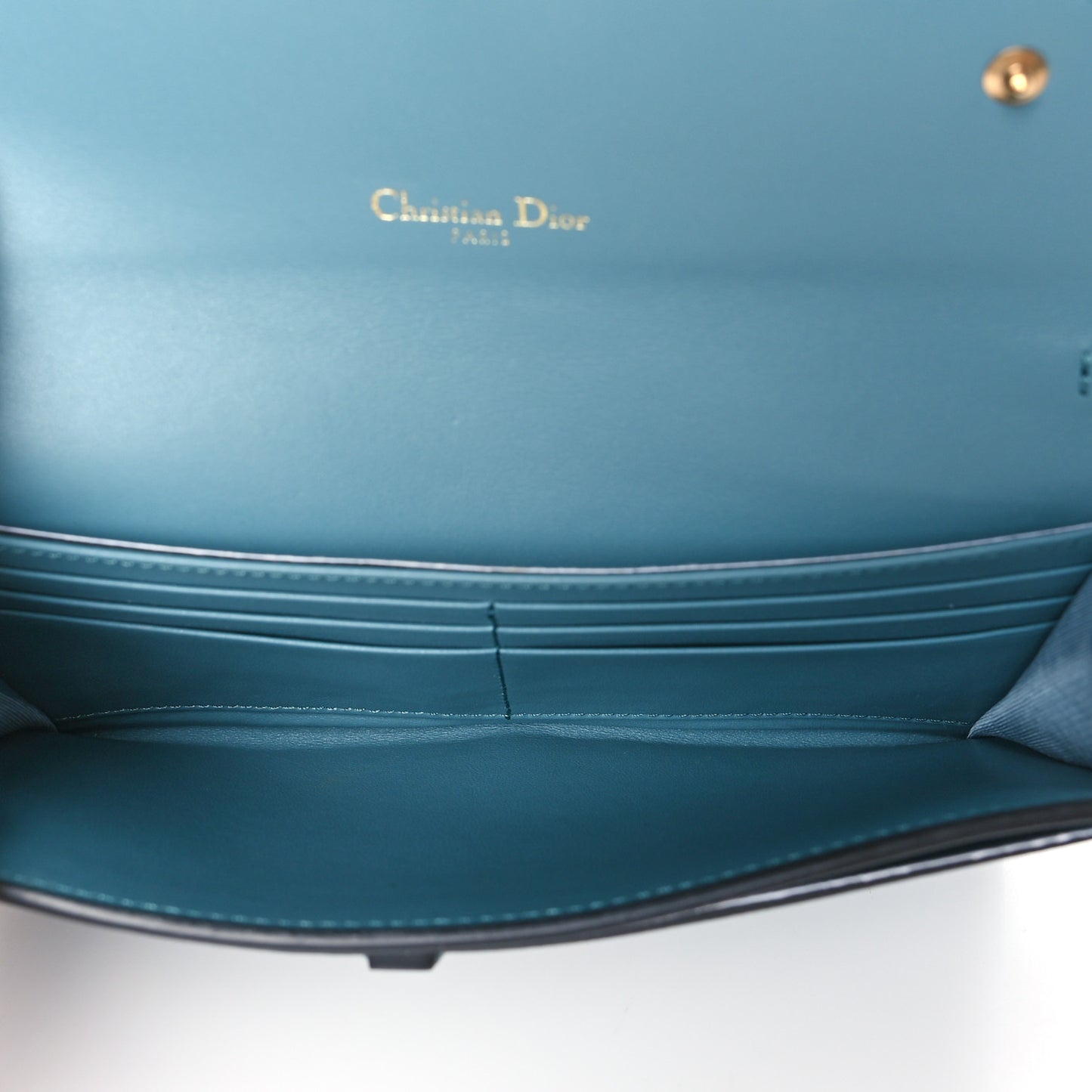 Goatskin Saddle Long Wallet With Chain Cerulean Blue