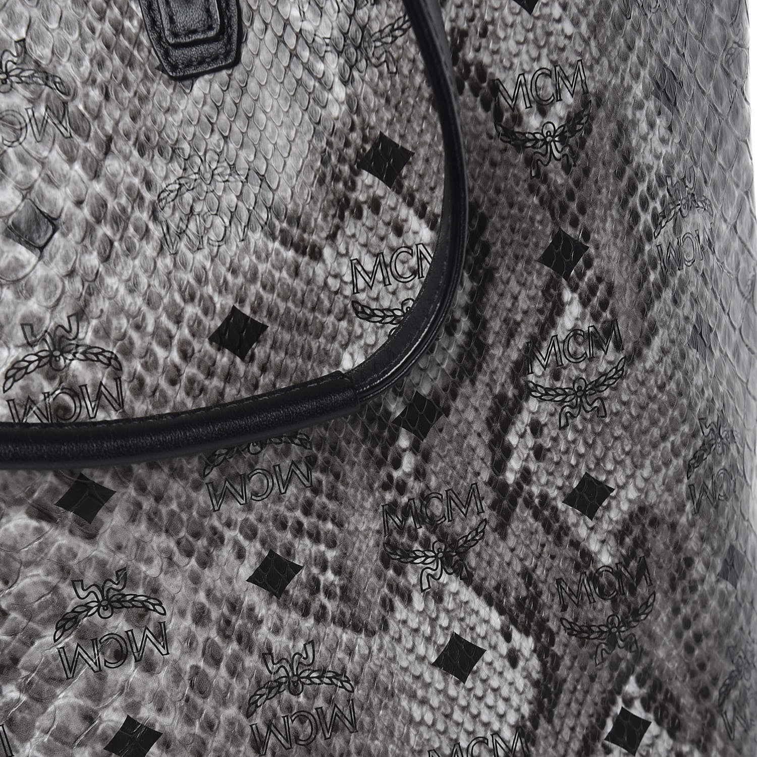 MCM Visetos Snakeskin Embossed Medium Shopper Tote Grey 15 of 16