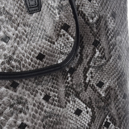 MCM Visetos Snakeskin Embossed Medium Shopper Tote Grey 15 of 16