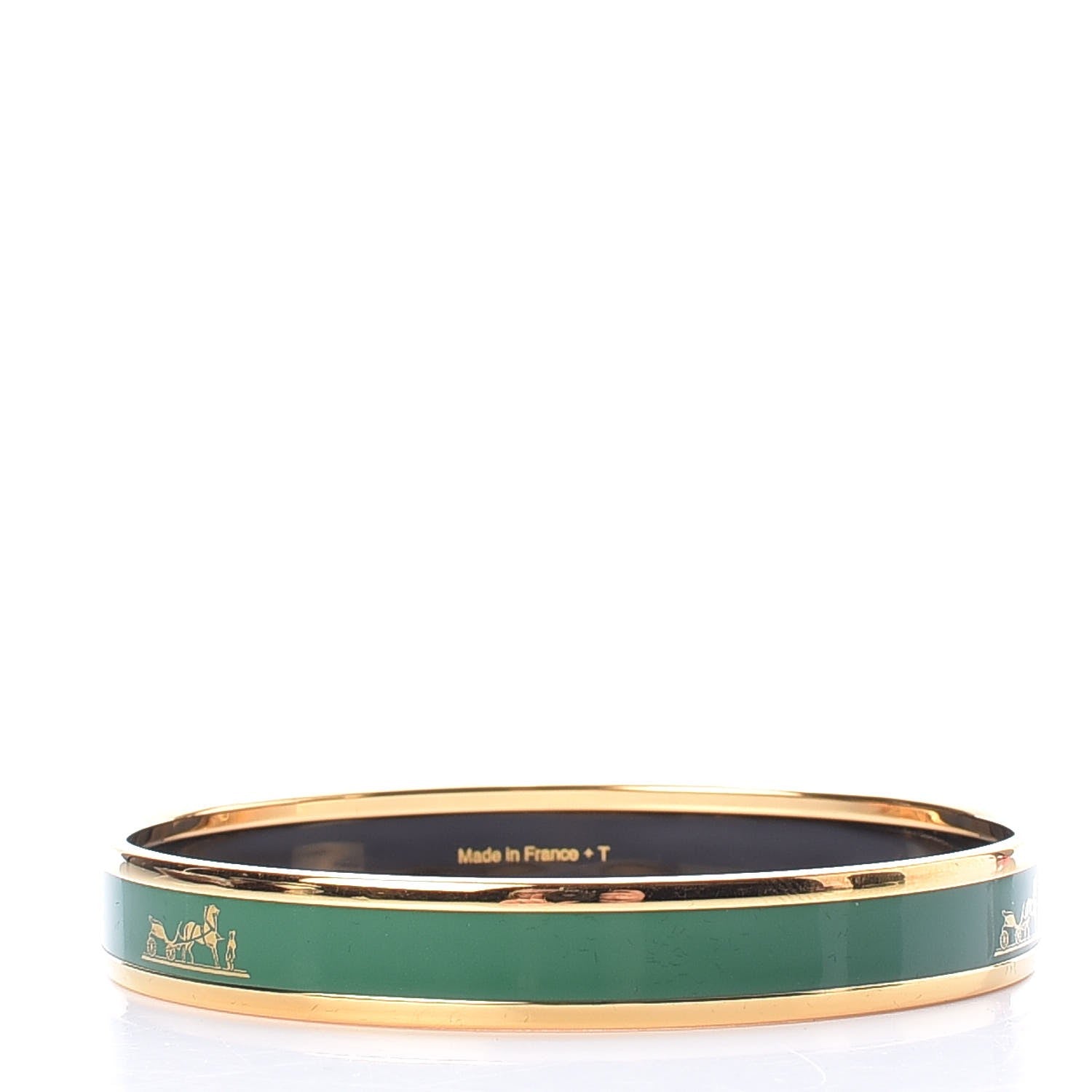 Hermes Enamel Narrow Caleche Bracelet 62 Vert Sapin 4 of 6