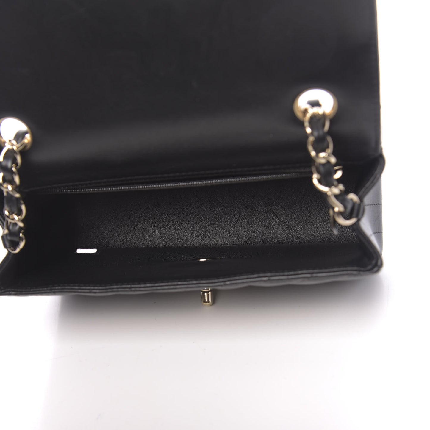 Lambskin Chevron Quilted Mini Rectangular Flap Black