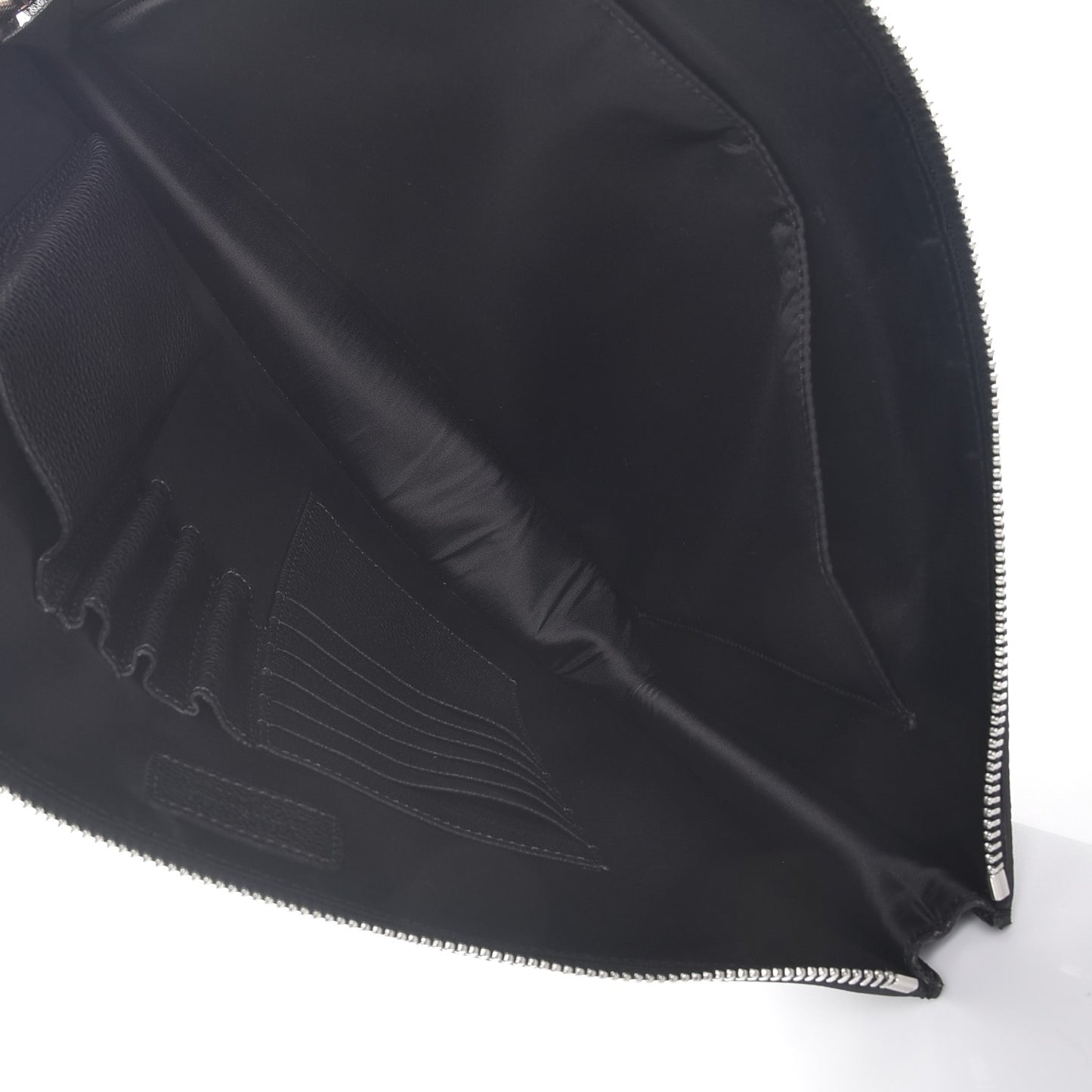 Grained Calfskin Beverly Palm Print Zip Organizer Black
