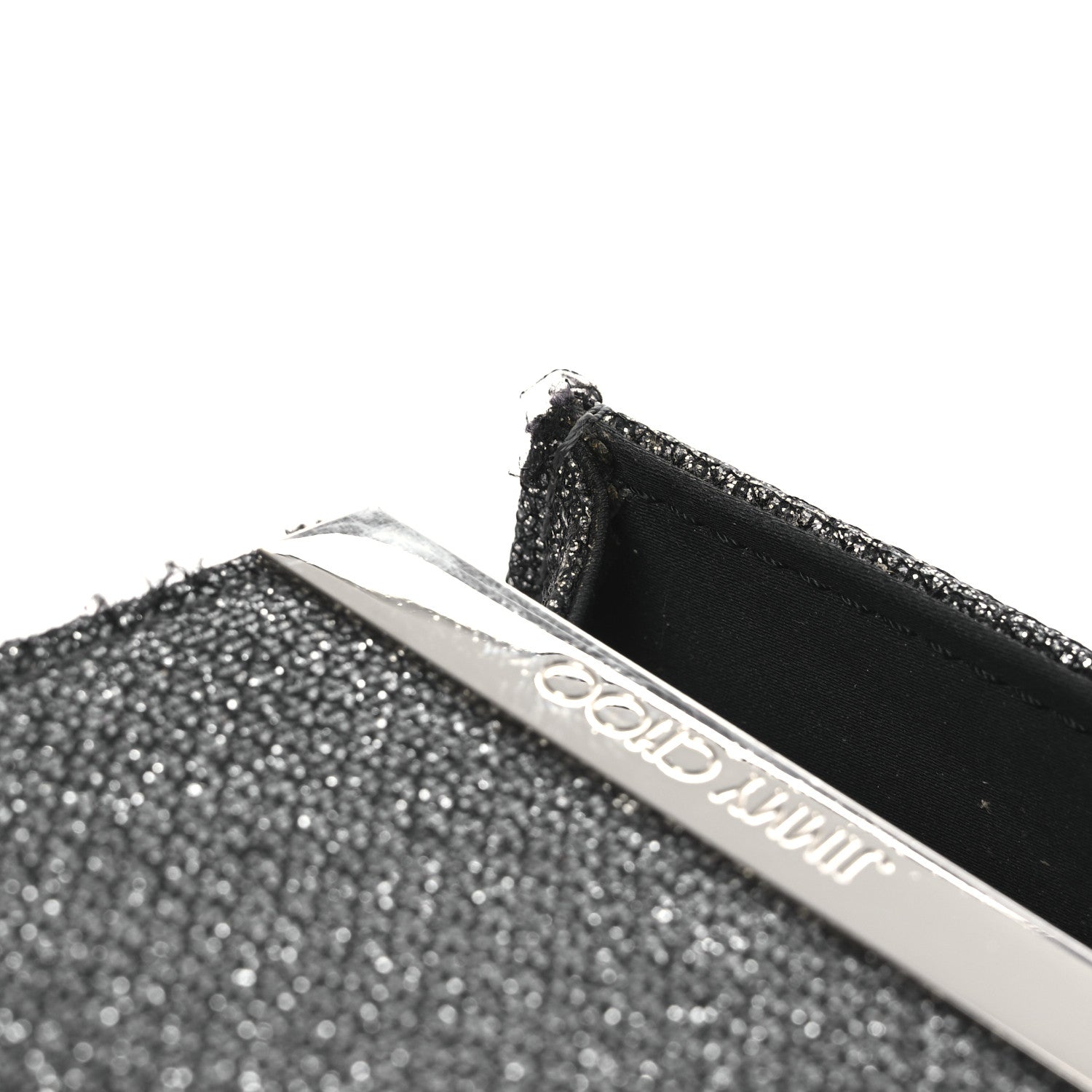Jimmy Choo Glitter Fabric Erica Chain Clutch Anthracite 1740559