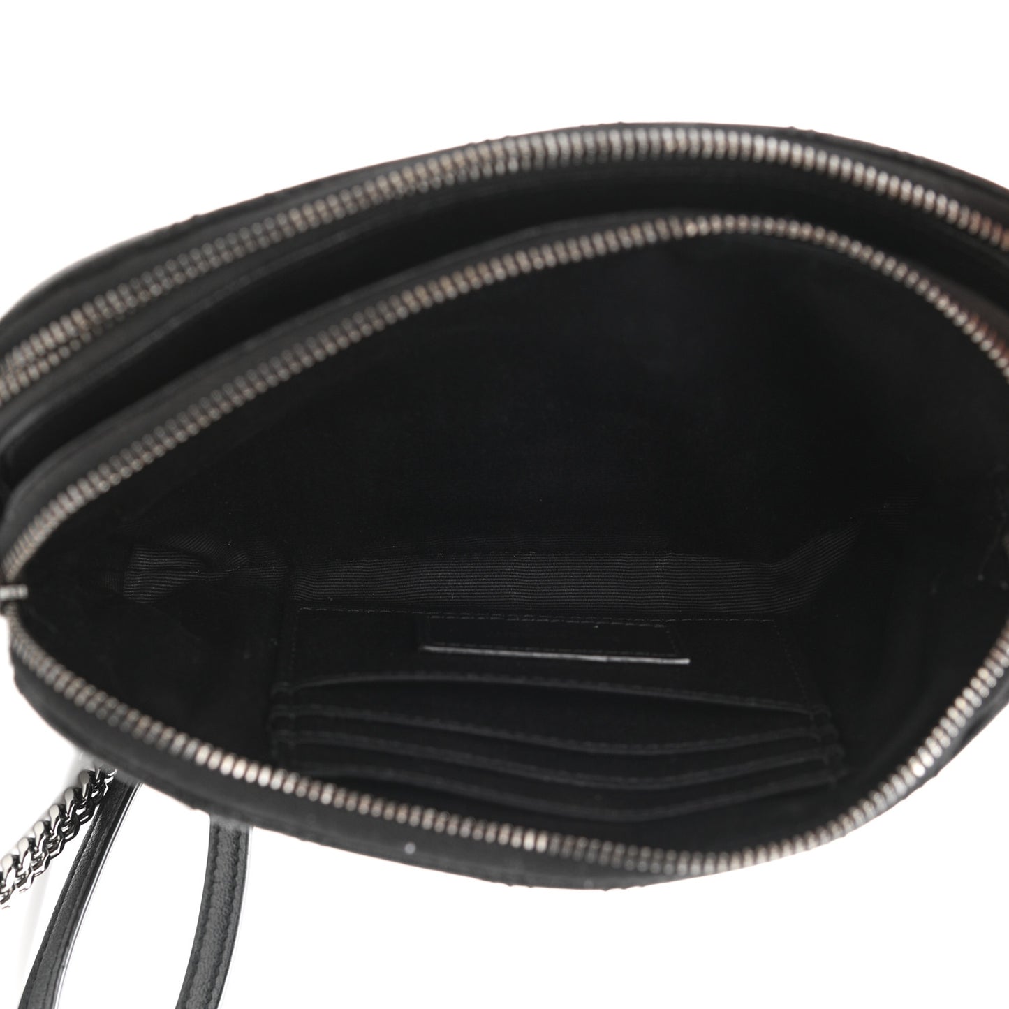 Grained Lambskin Quilted Mini Becky Double Zip Bag Black