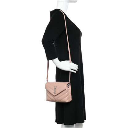 Saint Laurent Calfskin Y Quilted Monogram Toy Loulou Crossbody Bag Tender Pink 3 of 11