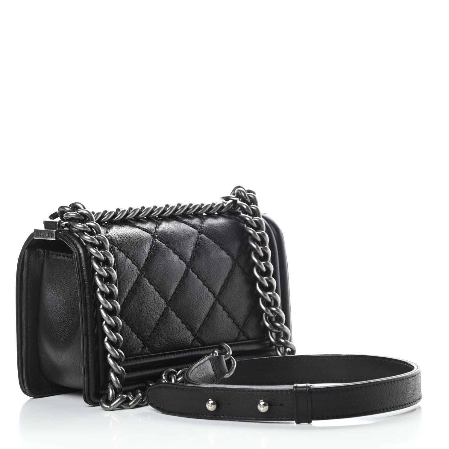 Chanel Calfskin Double Stitch Small Boy Flap Black 3 of 13