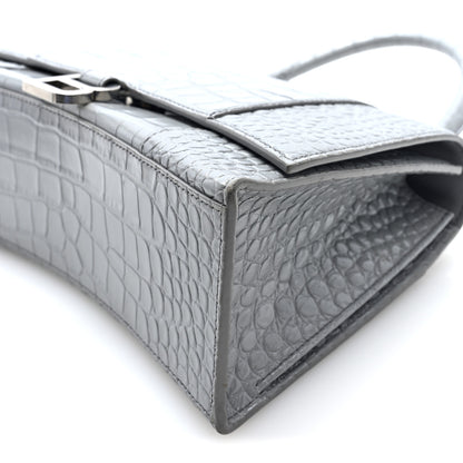 Balenciaga Shiny Calfskin Crocodile Embossed Medium Hourglass Top Handle Bag Balenciaga Grey 9 of 9