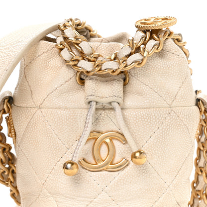 Chanel Caviar Quilted Twist Your Buttons Mini Bucket Bag White 8 of 10