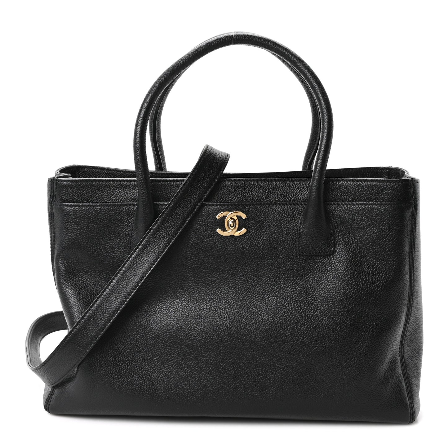 Calfskin Cerf Executive Shopper Tote Black