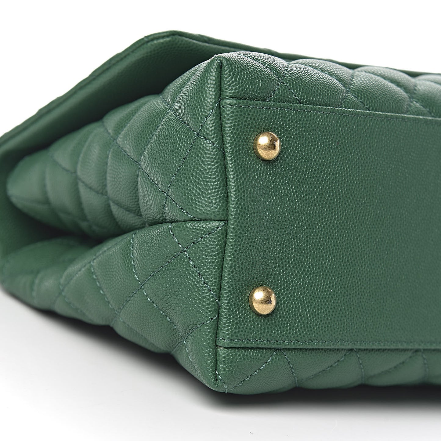 Caviar Quilted Small Coco Handle Flap Green