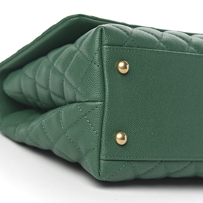 Chanel Caviar Quilted Small Coco Handle Flap Green 8 of 10