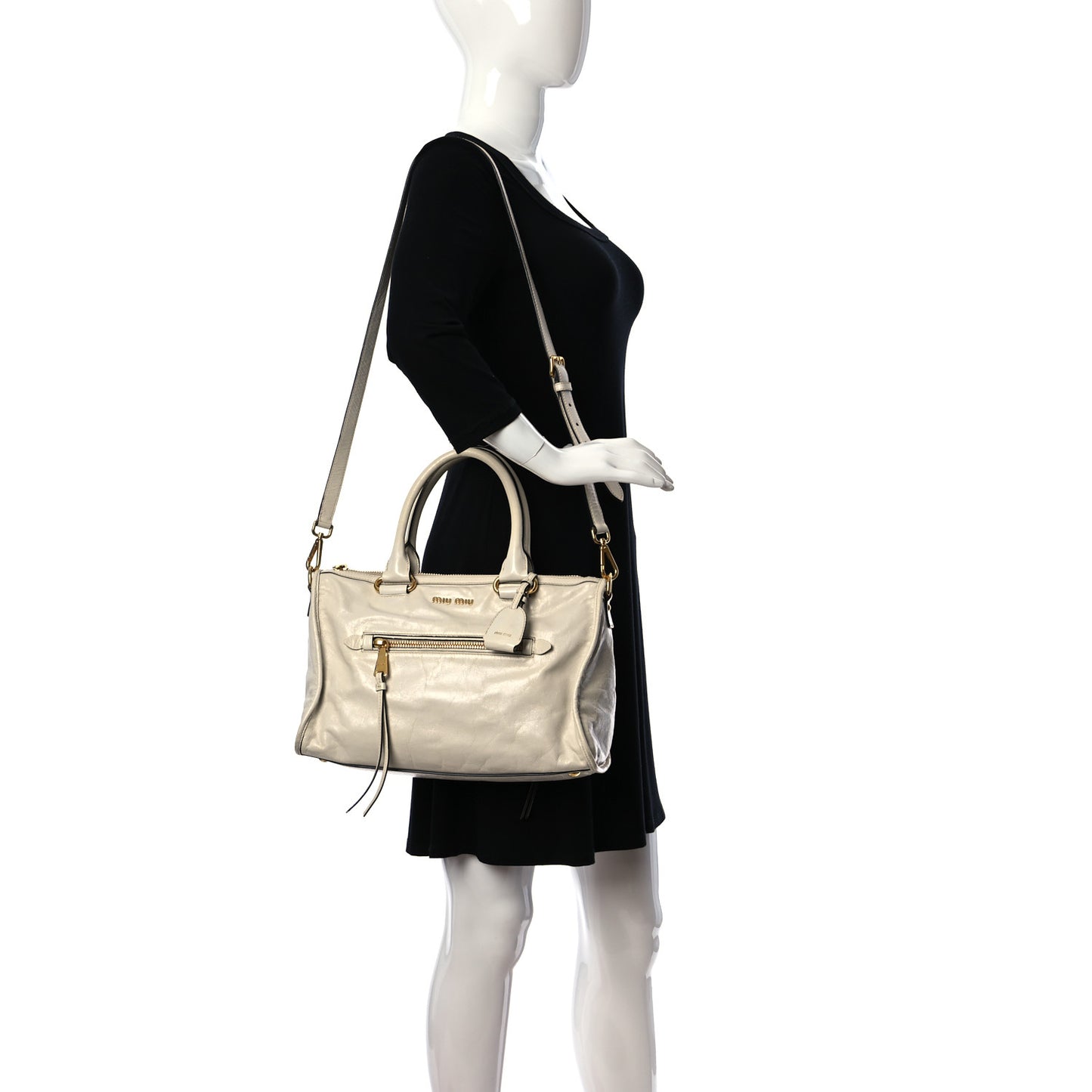 Vitello Shine Zip Tote Quarzo