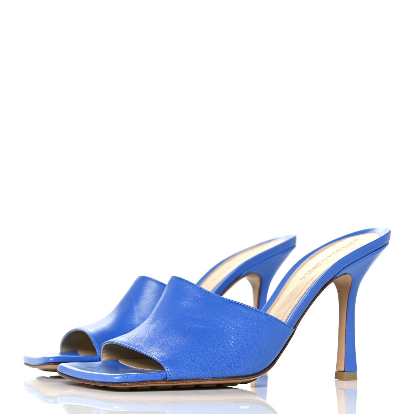 Lambskin Stretch Mule Sandals 38 Aquarium