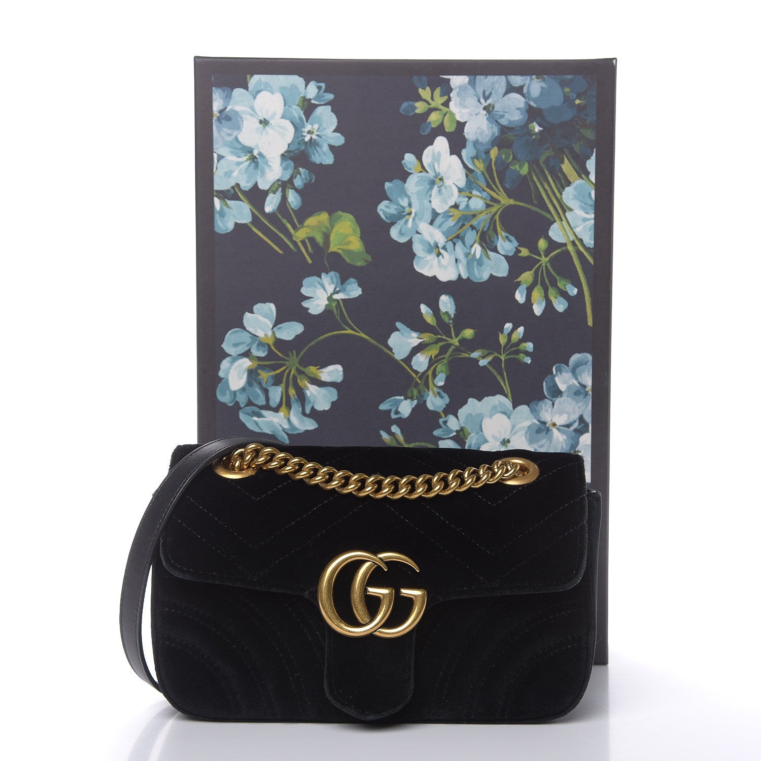 Gucci Velvet Matelasse Mini GG Marmont Shoulder Bag Black 12 of 12
