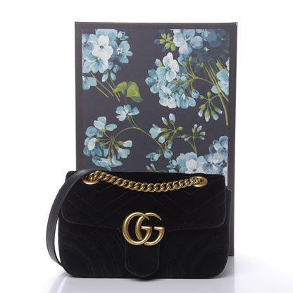 Gucci Velvet Matelasse Mini GG Marmont Shoulder Bag Black 12 of 12