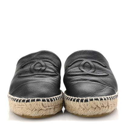 Chanel Calfskin CC Espadrille Mules 39 Black 3 of 12