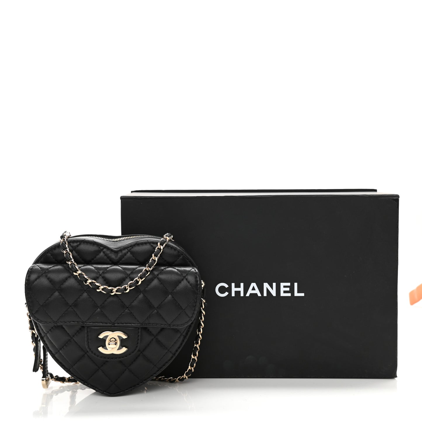 Lambskin Quilted CC In Love Heart Bag Black