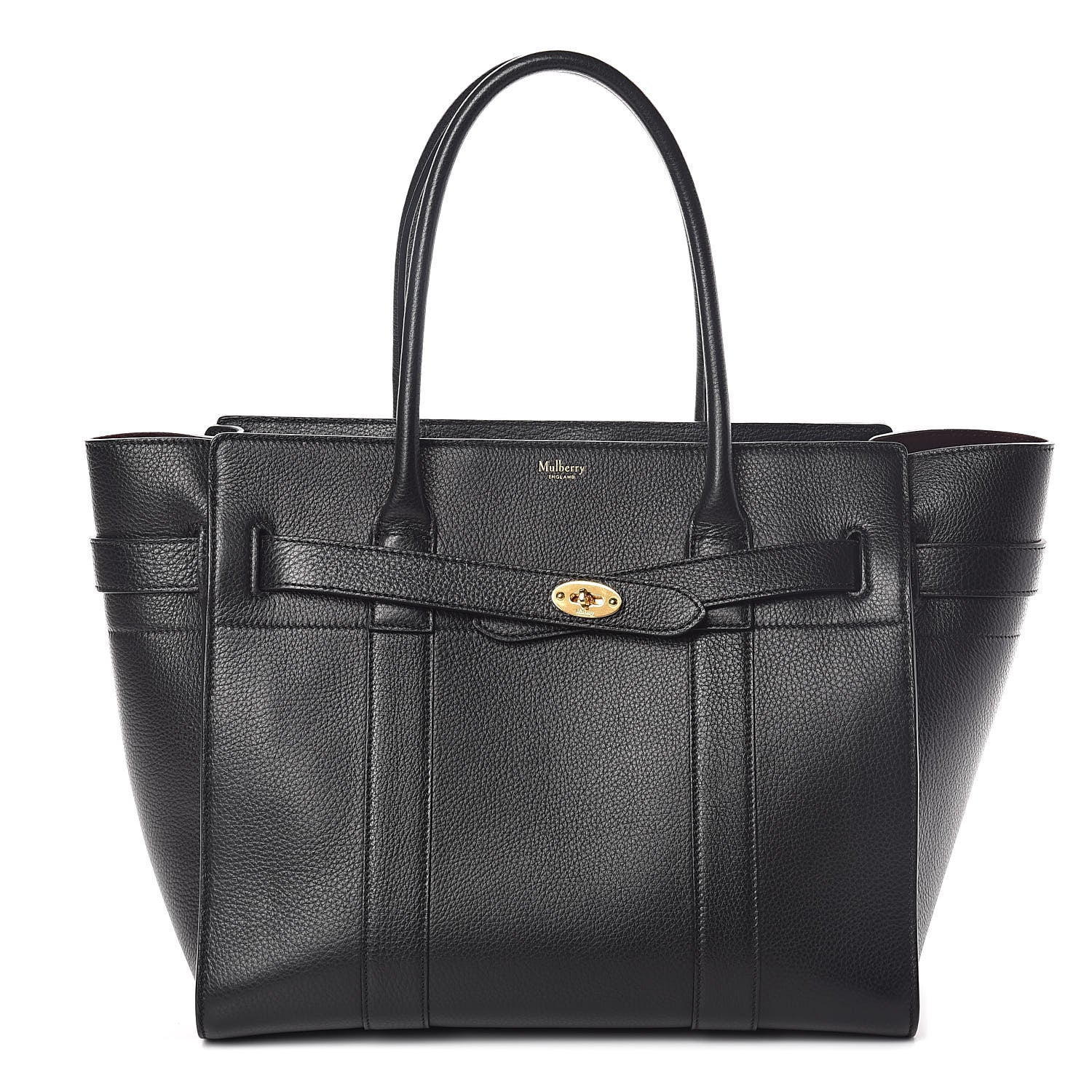 Mulberry Grain Vegetable Tanned Calfskin Zipped Bayswater Black 1 of 8