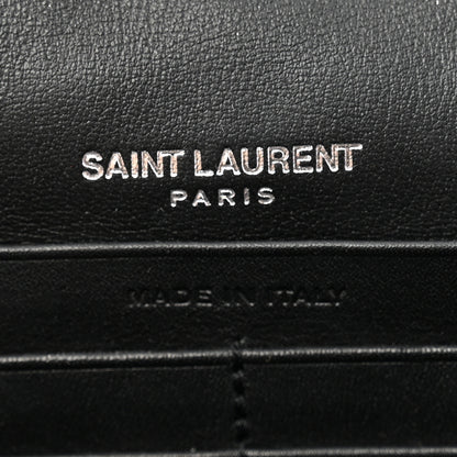 Saint Laurent Patent Grain De Poudre Matelasse Chevron Monogram Chain Wallet Blue Majorelle 7 of 16