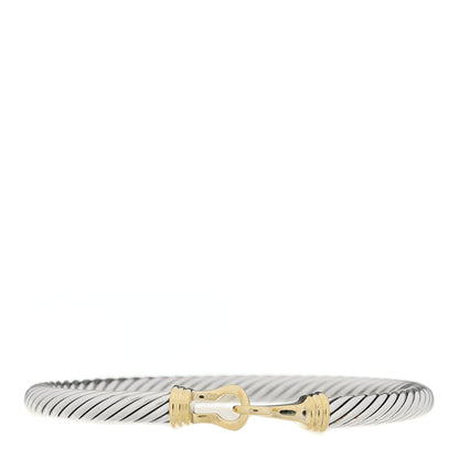 David Yurman Sterling Silver 14K Yellow Gold 5mm Cable Classic Buckle Bracelet 1 of 4