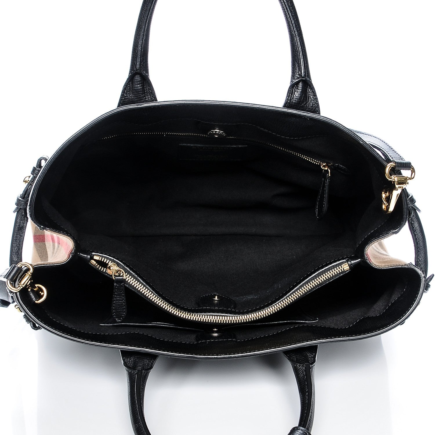 Burberry Grainy Calfskin House Check Large Banner Tote Black 5 of 8