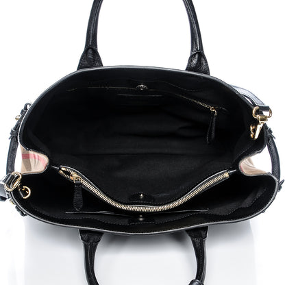 Burberry Grainy Calfskin House Check Large Banner Tote Black 5 of 8