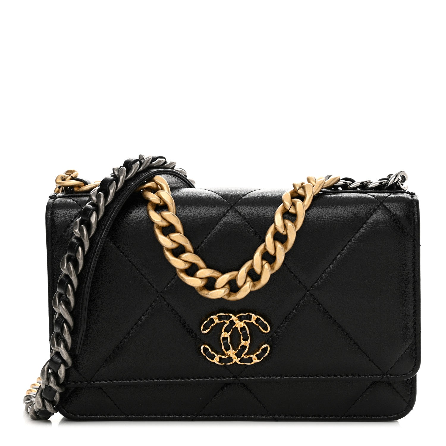 Chanel Lambskin Quilted Chanel 19 Wallet On Chain WOC Black 1 of 14