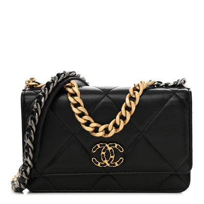 Chanel Lambskin Quilted Chanel 19 Wallet On Chain WOC Black 1 of 14