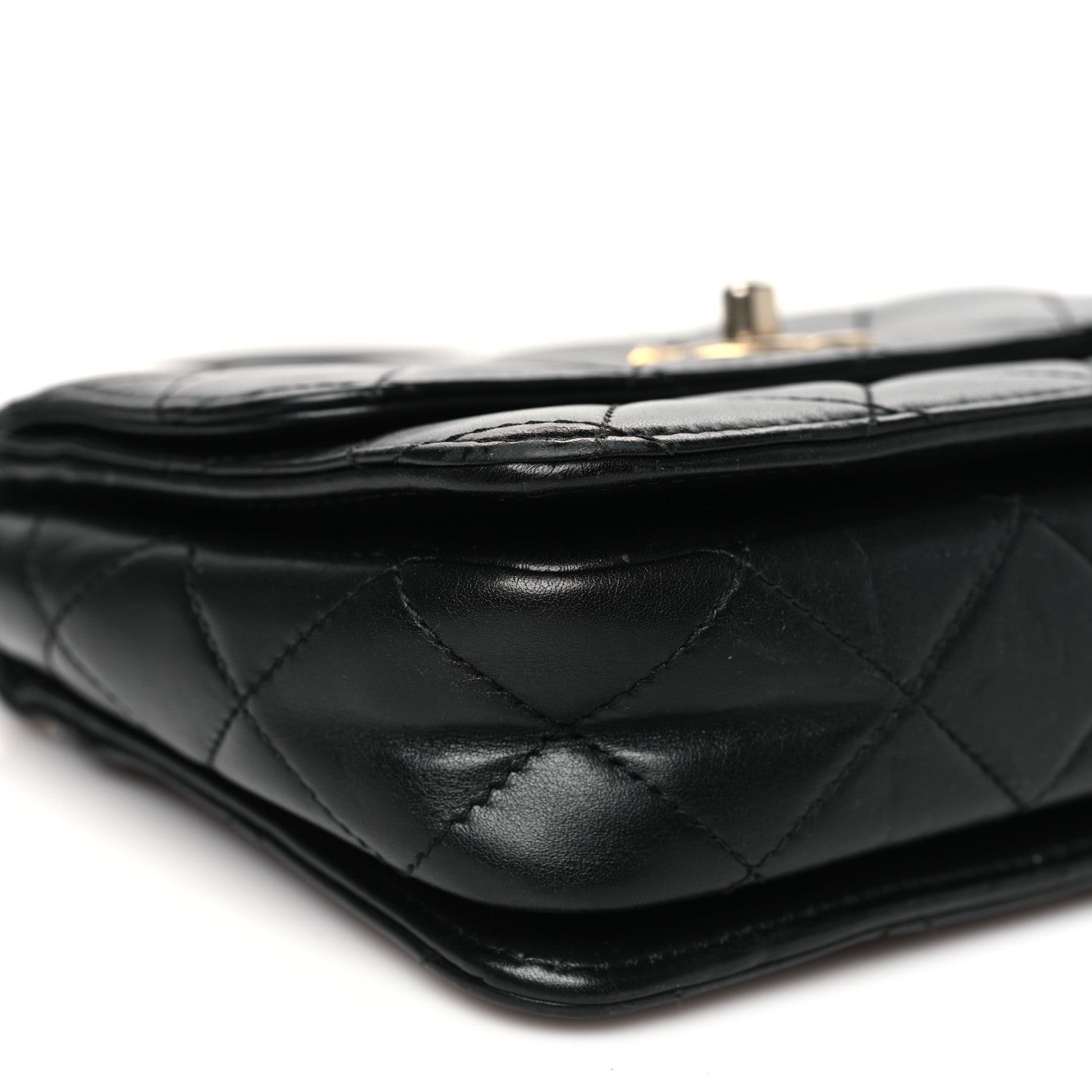 Chanel Lambskin Quilted Small Logo Top Handle Flap Black 9 of 10