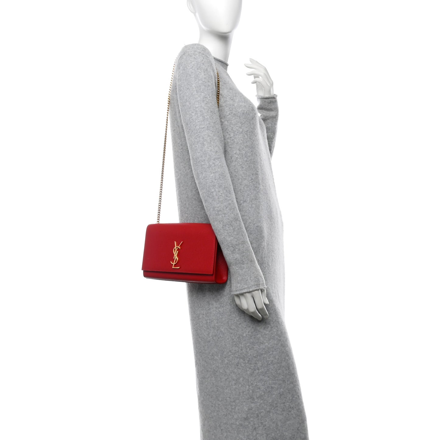 Grain De Poudre Medium Monogram Kate Satchel Red