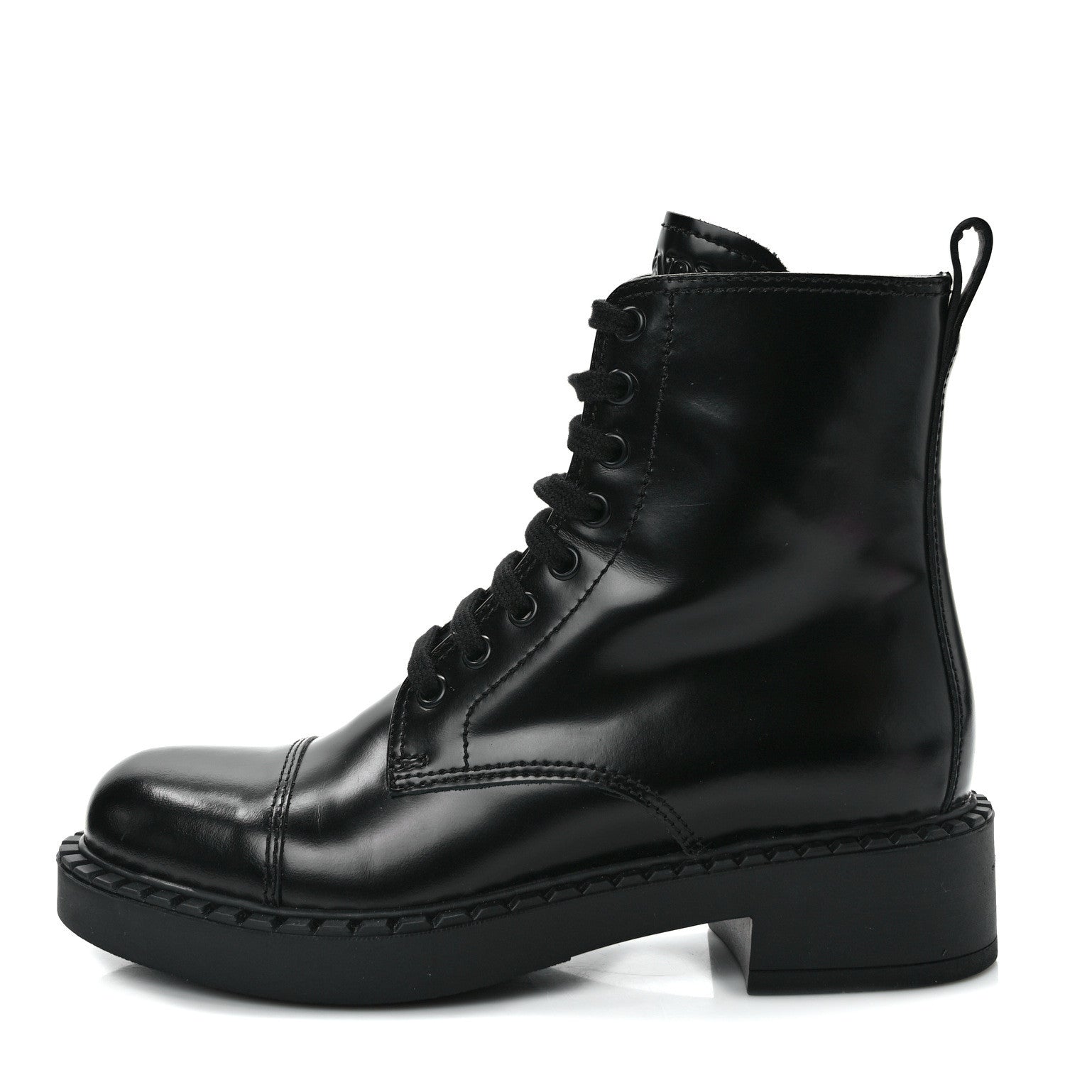 Prada Spazzolato Chocolate 50mm Combat Boots 35.5 Black 1 of 10