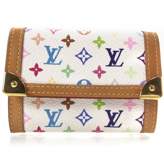 Louis Vuitton Monogram Multicolor Porte-Monnaie Plat Coin Purse White 1 of 7