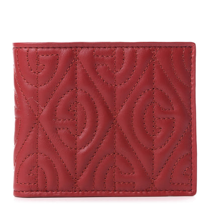 Gucci Calfskin G Rhombus Quilted Bi-Fold Wallet Hibiscus Red 1 of 10
